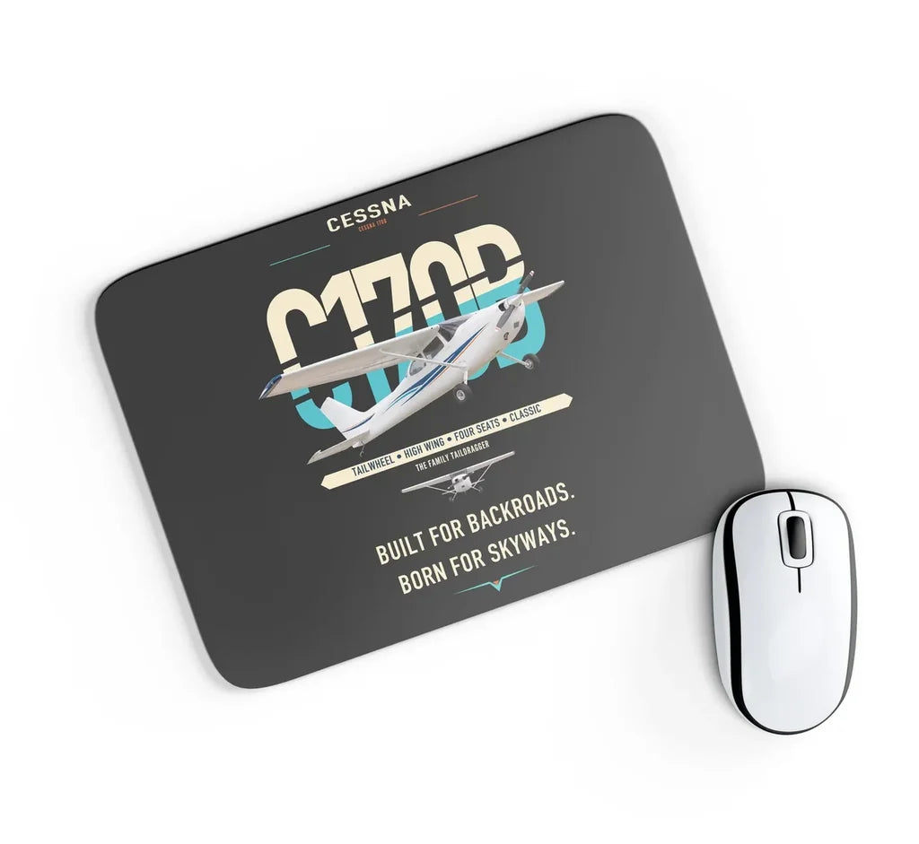 Cessna 170B design on black rectangle mouse pad