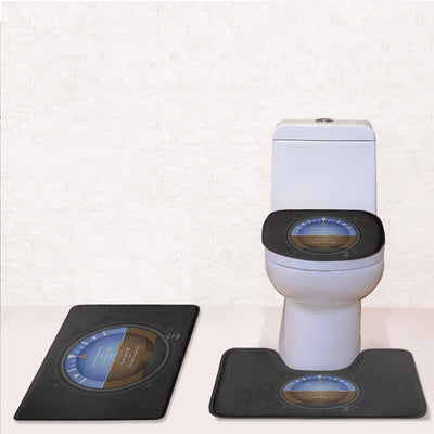 Airplane Instruments-Gyro Horizon Toilet Seat Cover Three-piece aviation print on soft fabric toilet seat cover set.