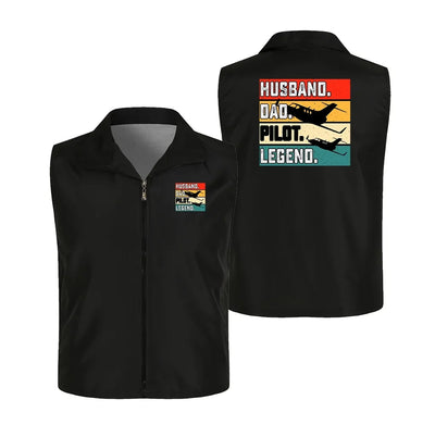Husband & Dad & Pilot & Legend Thin Style aviation design printed on lightweight shell with sleeveless design thin vest.