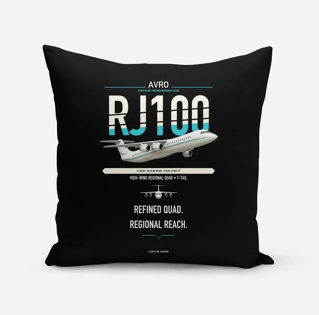 Avro RJ100 design on black pillow