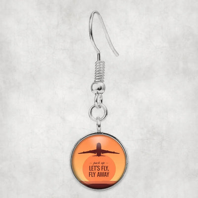 Let's Fly Away aviation-themed earrings, polished hypoallergenic alloy.