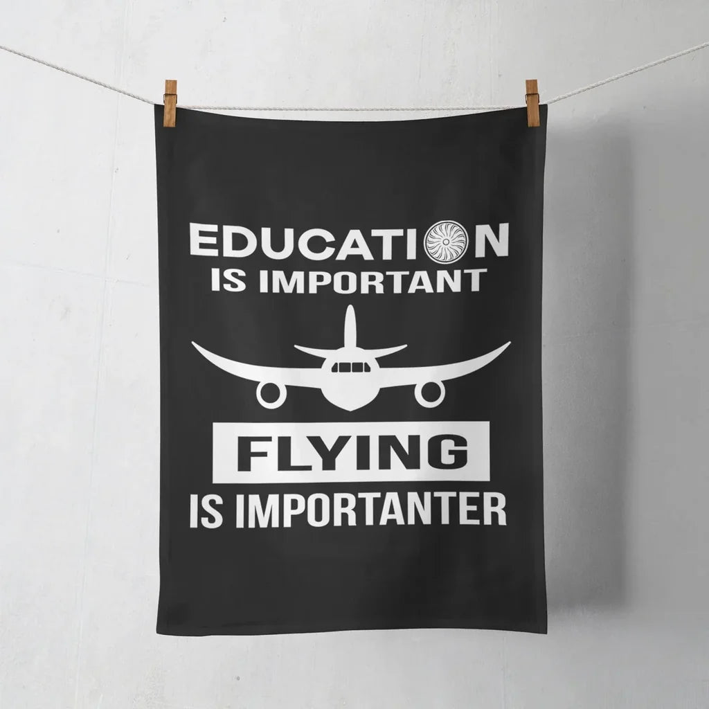 Flying is Importanter aviation design on soft absorbent cotton towel.