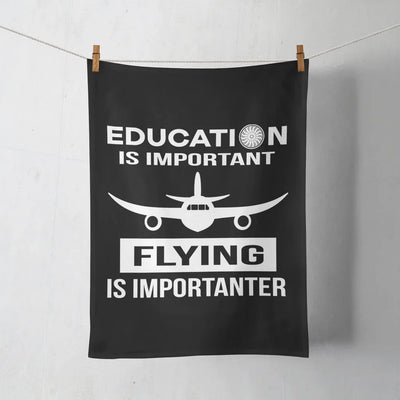 Flying is Importanter aviation design on soft absorbent cotton towel.