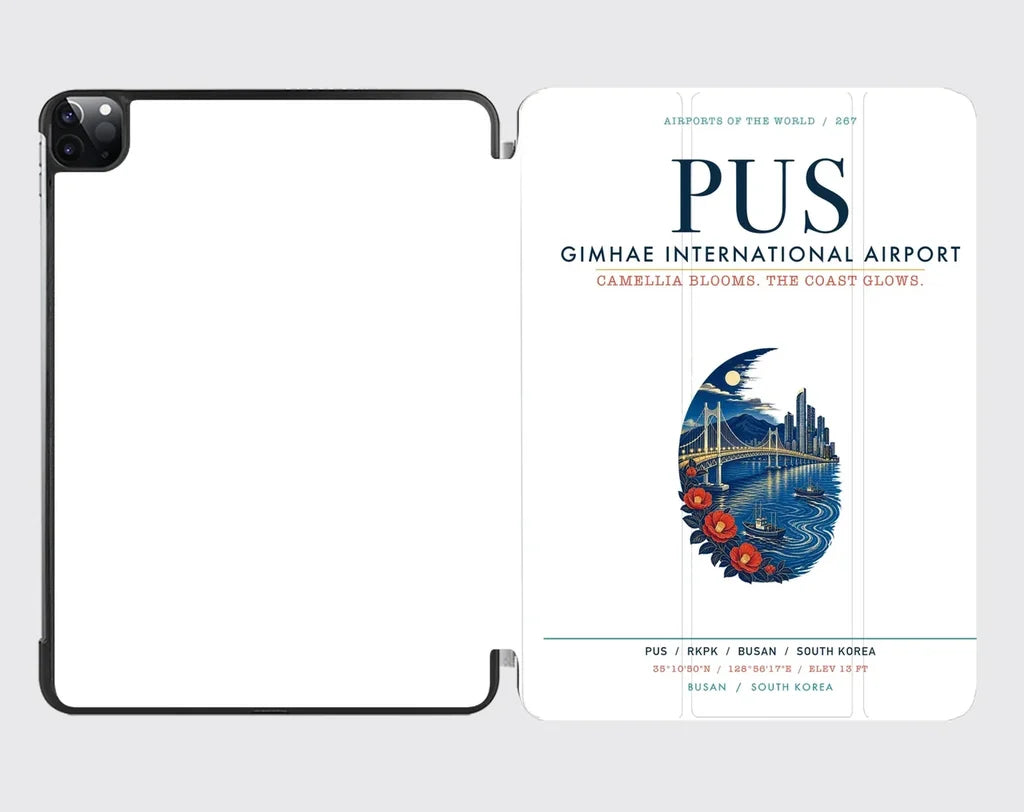 Gimhae International Airport Busan (PUS) design on white ipad tablet case