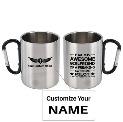 I am an Awesome Girlfriend aviation design on outdoor mug, durable insulated construction.