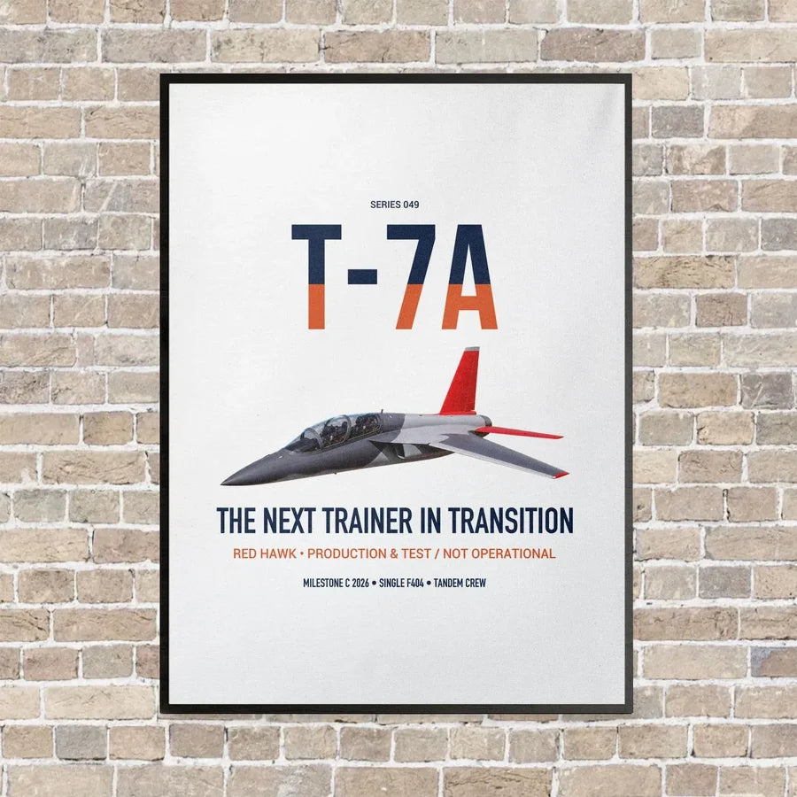 T-7A Red Hawk vertical canvas print - framed - white background