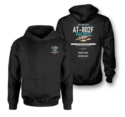 Air Tractor AT-802F Fire Boss design on black double-side hoodie, double-side print