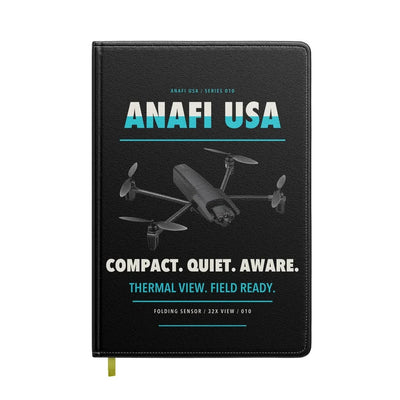 Parrot ANAFI USA design on black notebook