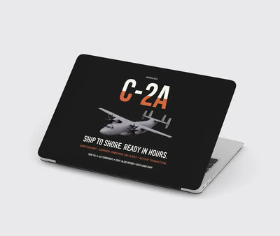 C-2A Greyhound design on black MacBook case