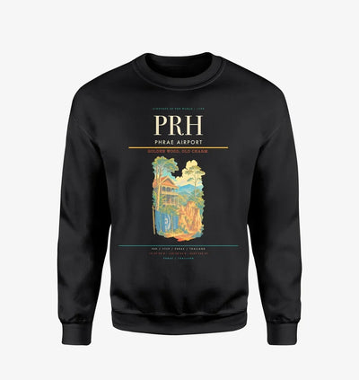 Phrae Airport (PRH) design on black sweatshirt