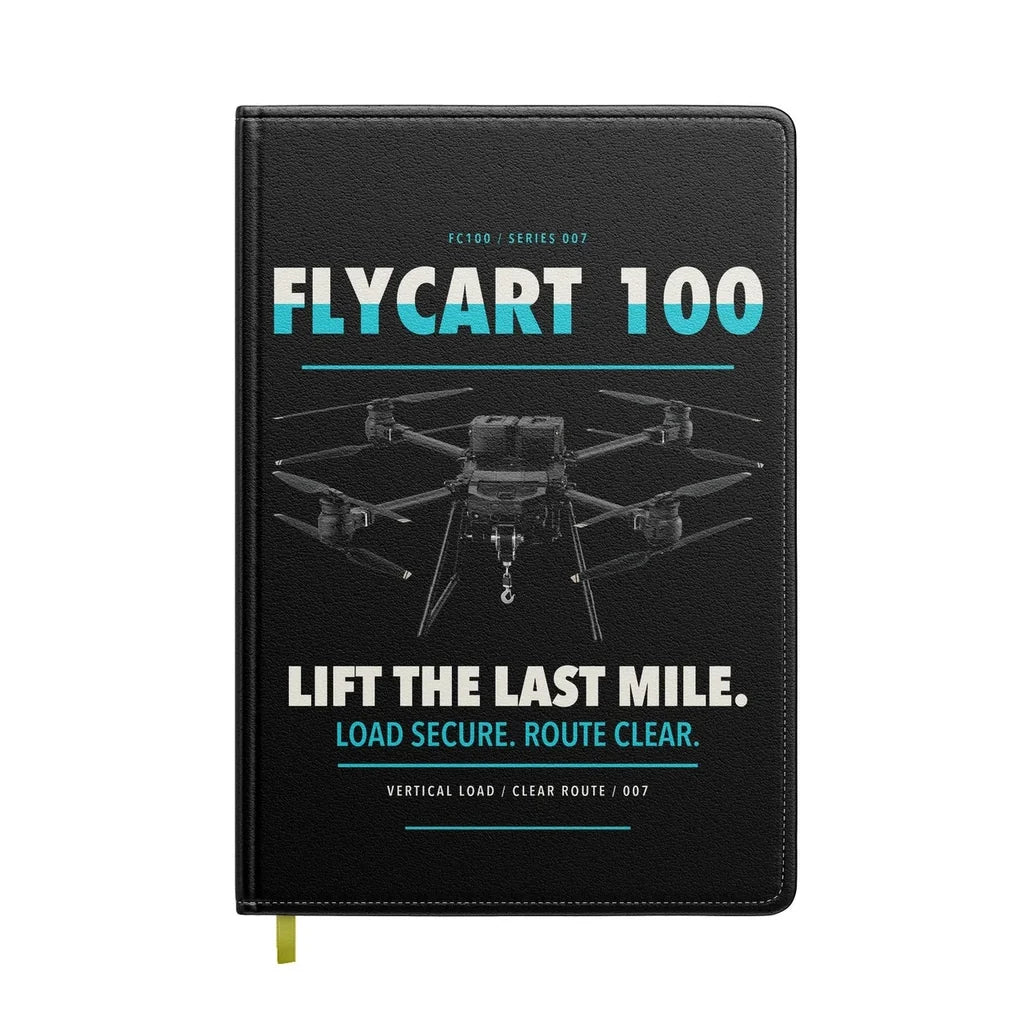 DJI FlyCart 100 design on black notebook