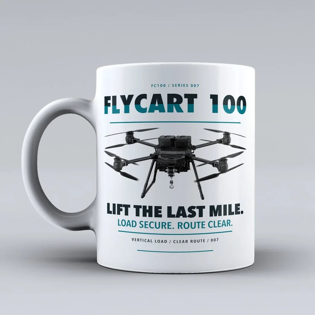 FlyCart 100 Mug design on white dji