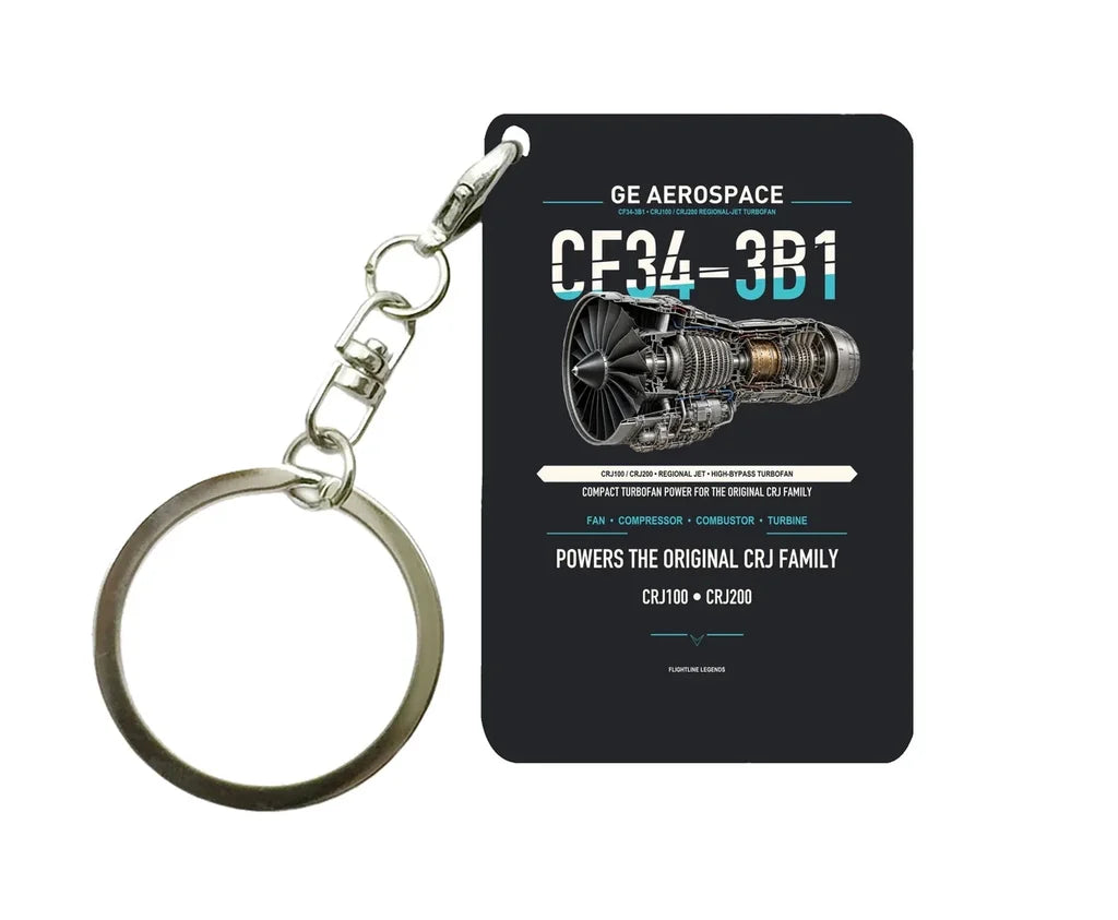 CF34-3B1 Key Chain design on black key chain