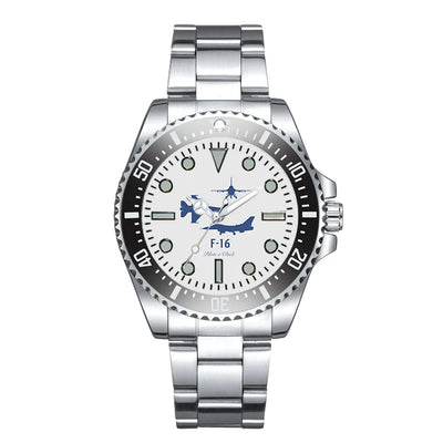 Fighting Falcon F-16 (Special) Luxury Aviators aviation-themed aviator watch, polished premium stainless steel.