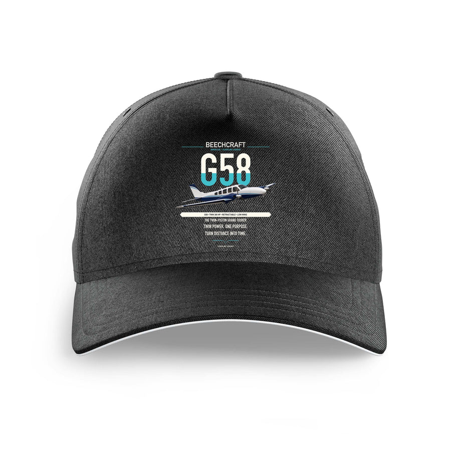 Beechcraft Baron G58 design on black printed hat