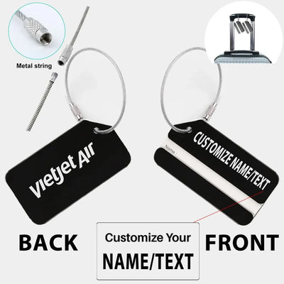 VietJet Air Designed Fashion Metal Luggage tag, Black + NAME