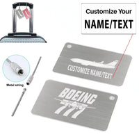 Thumbnail for Amazing Boeing 777 aviation aluminum airplane luggage tag in aircraft-grade aluminum.