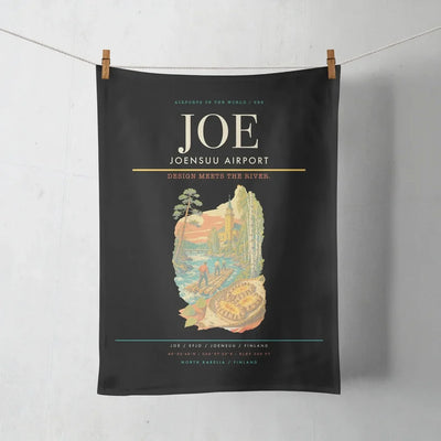 Joensuu Airport (JOE) design on black towel