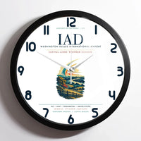 Thumbnail for Washington Dulles International Airport (IAD) design on white framed wall clock