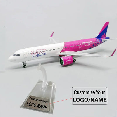 Side view of Wizz Air Hungary Airbus A321Neo Airplane Model A6-WZB (1/400 Scale) aviation 16-18cm scale model aircraft in die.