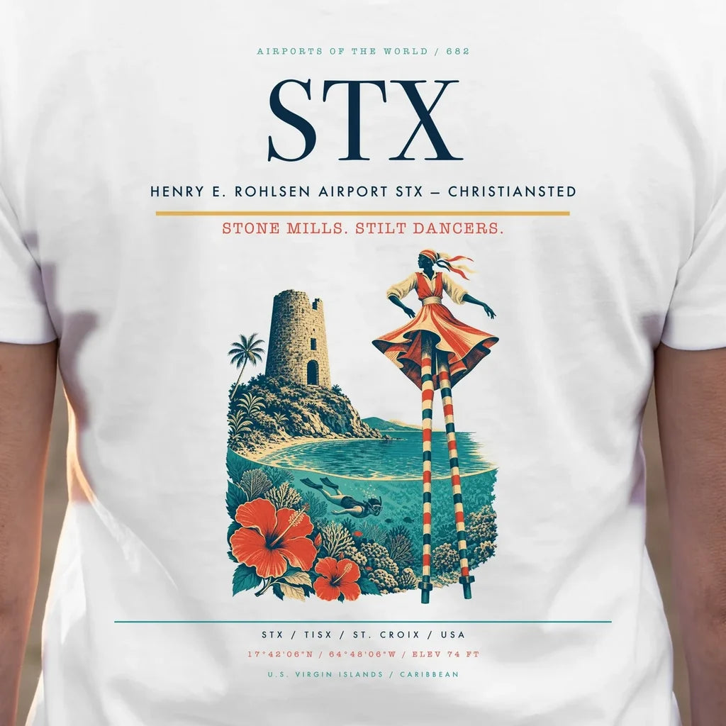 Henry E. Rohlsen Airport (STX) double-side t-shirt design close-up cover