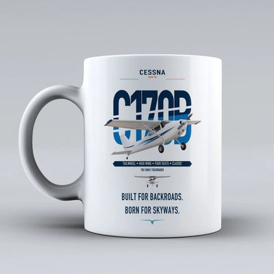 Cessna 170B design on white ceramic mug, double-side print