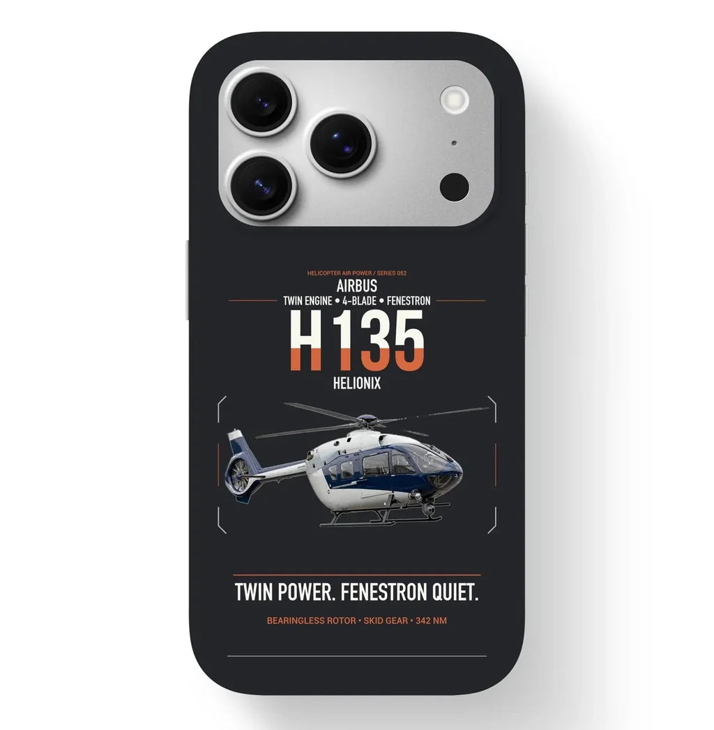 Airbus H135 design on black magsafe iphone case, for iPhone 17 Pro