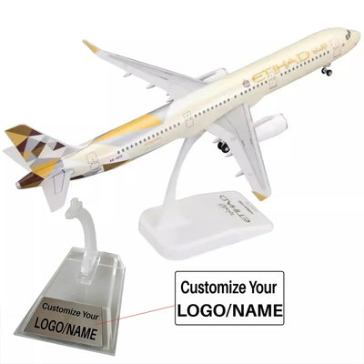 Side view of Etihad Airways Airbus A321 Airplane Model (1/150 Scale - 31CM) aviation special-edition big-scale model aircraft.