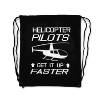 Thumbnail for Helicopter Pilots Get It Up Faster aviation design drawstring bag, lightweight polyester construction.