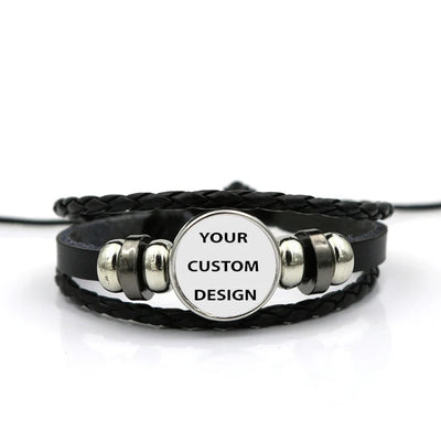 Your Custom Image / Photo aviation-themed bracelet, polished stainless steel.