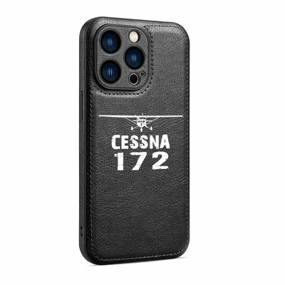 Cessna 172 & Plane aviation print leather iPhone case, fits iPhone.
