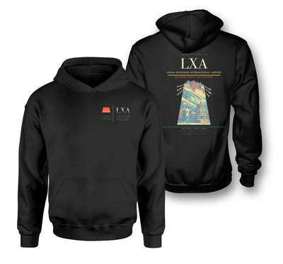 Lhasa Gonggar International Airport (LXA) design on black double-side hoodie