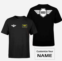 Thumbnail for Born To Fly & Badge aviation design printed on soft cotton double-side print T-shirt.