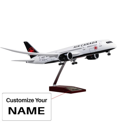 Side view of New Air Canada Boeing 787 Airplane Model (1/130 Scale) aviation LED model airplane in diecast metal with LED lig.