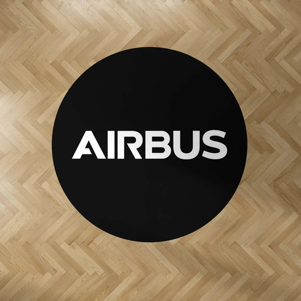 Airbus & Text Carpet & Floor Mats (Round) aviation design on durable carpet pile with non-slip backing round carpet floor mat.