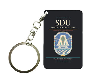 Santos Dumont Airport SDU Key Chain design on black key chain