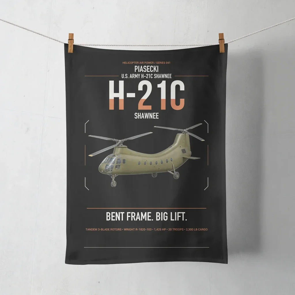 Piasecki H-21C Shawnee design on black towel