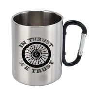 Thumbnail for In Thrust We Trust (Vol 2) aviation design on outdoor mug, durable insulated construction.