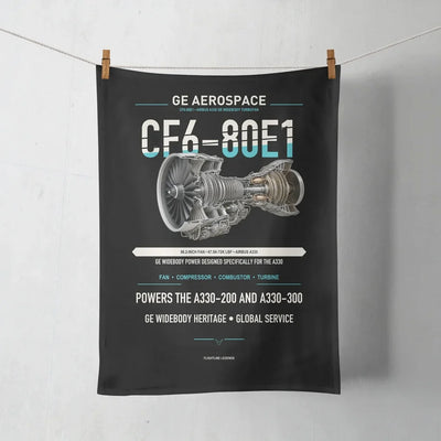 CF6-80E1 design on black towel