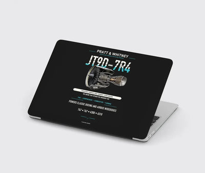 JT9D-7R4 design on black MacBook case