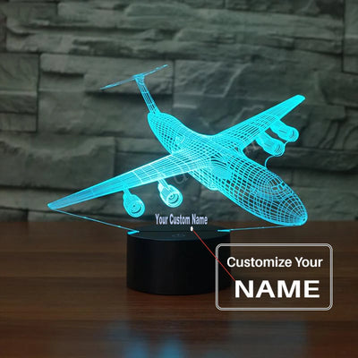 Military Transport Airplane C 5 Silhouette aviation themed 3D night lamp, premium acrylic with LED.
