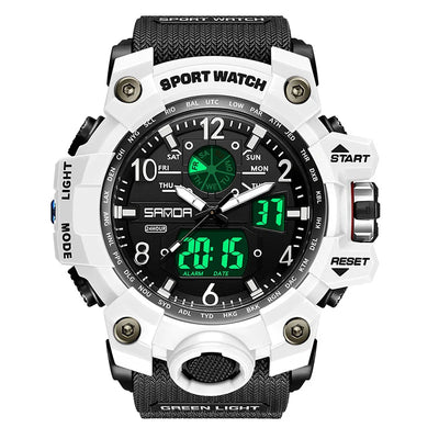 New aviation shock-resistant pilot watch, rugged stainless steel body with engraved detail.