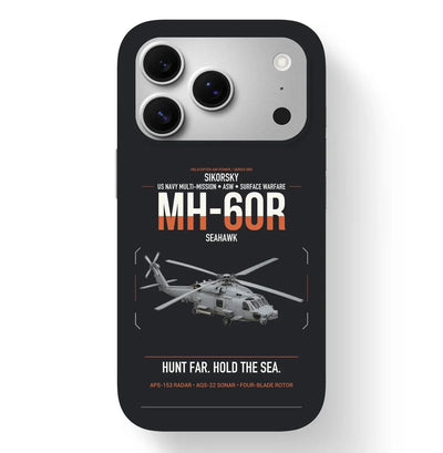 Sikorsky MH-60R Seahawk design on black magsafe iphone case, for iPhone 17 Pro