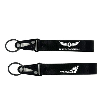 Atlas Air aviation hawk-shaped key chain, durable metal alloy.