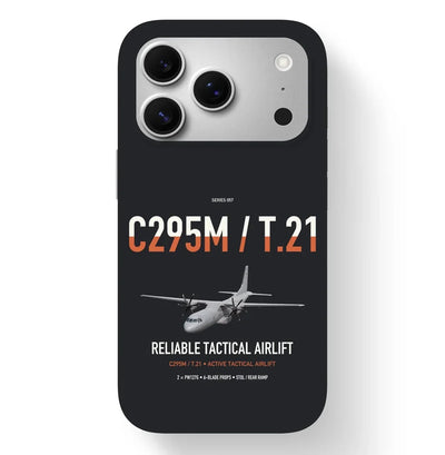 Airbus C295M T.21 design on black magsafe iphone case, for iPhone 17 Pro