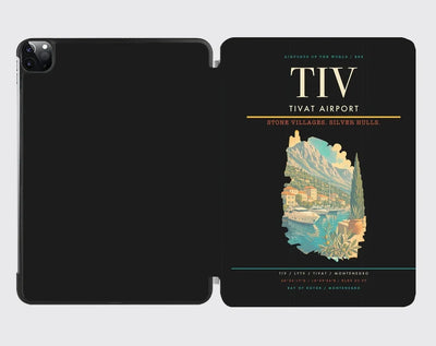 Tivat Airport (TIV) design on black ipad tablet case