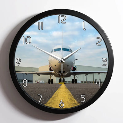 Face to Face with Beautiful Jet aviation design on premium wood and metal wall clock.
