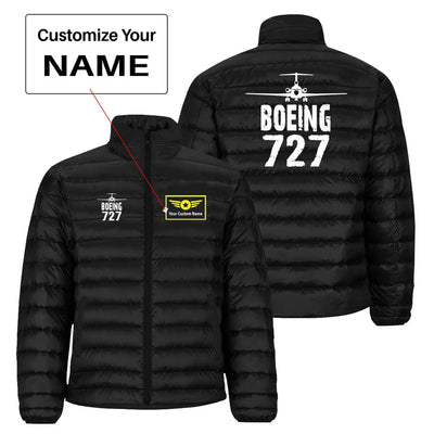 Boeing 727 & Plane aviation design printed on quilted padding with insulated lining padded jacket.