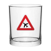 Thumbnail for Warning Airplane aviation design on whiskey glass, special-edition crystal cut.