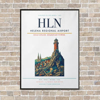Thumbnail for Helena Regional Airport HLN vertical canvas print - framed - white background